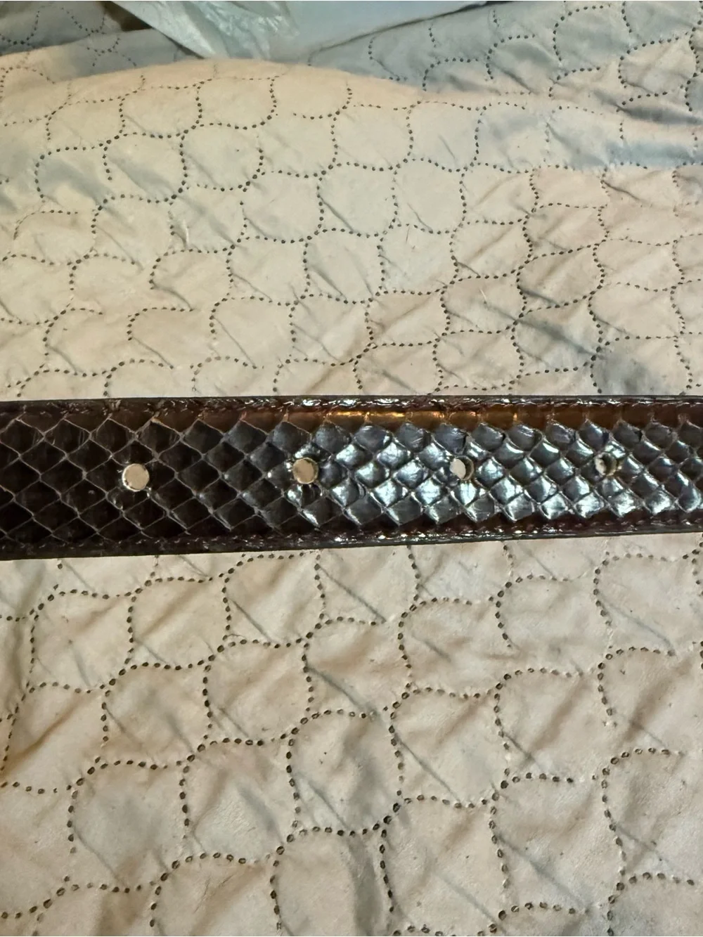 Vintage Women’s Genuine Snakeskin Black Belt With Gold Tone Hardware‎ Med 37”